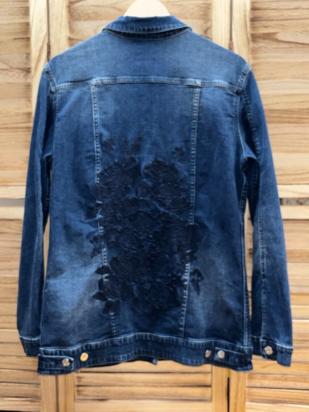 LuLaRoe Embroidered Floral Denim Jacket L